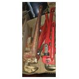 Large assortment of pipe wrenchs , craftsman ,