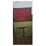 Green painted wooden dry sink features a top that