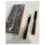 14 stainless steel spatulas with wooden handles
