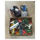 Mix of army guys, Star Wars, cars, and other