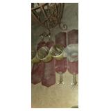 Fan blades woth glass shades one mismatched