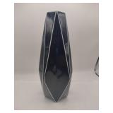 MCN porcelain navy blue / white vase 11'
