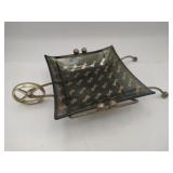 MCM black and gold wire wheelbarrow ashtray