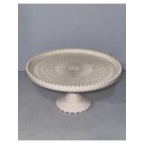 Jeannette Glass Shell Pink milk glass cake stand