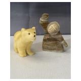 Inuit-style soapstone carvings marked Alaska and