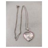Silver Heart-shaped pendant necklace marked 925.