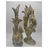 Vintage ceramic roosters yellow / green 12 '
