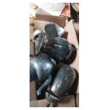 Silver plated pitchers , pewter gravy boat and