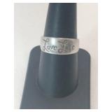 Silver love life band ring marked 925 size 7.5.