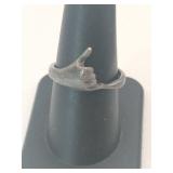 Silver hand ring marked 925 size 8.   .110oz