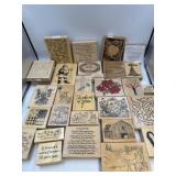 Lot of rubber stamps for crafts and such. Some
