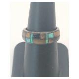 Silver brownstone ring marked Sterling size 6.5.