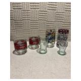 6 inch Smurf glass, 6 inch Coca-Cola glass, a