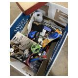 Office supplies, including pins, pencils,