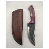 Damascus style gut hook knife 4' blade w/stealth
