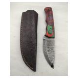 Damascus style hunting knife 4' blade w/stealth