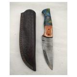 Damascus style hunting knife 4' blade w/stealth