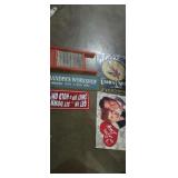 Modern wooden and metal advertising signs