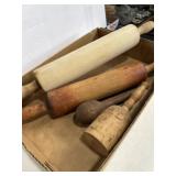 Variety of wooden rolling pins and mashers