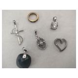 Silver cross heart necklace pendants marked 925.