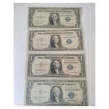 4 1935 blue seal silver certificate 1$