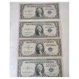 4 1935 blue seal silver certificate 1$
