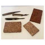 Sample granite slabs, 5' largest, & 3 vintage