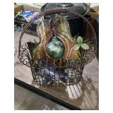 Metal gazing ball art, wind chime, steel wire