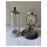 Barbicide disinfectant jar . Glass top clock do