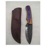 Damascus style hunting knife 4' blade w/stealth