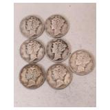 7 Mercury dimes mixed years
