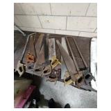 Large lot of vintage hand saws.