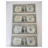 4 1957 blue seal silver certificate 1$