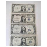 3 1935.  1 1957  blue seal silver certificate 1$