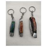 3 pocket knife keychains