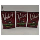 Velvet pipe and cigarette tobacco tins