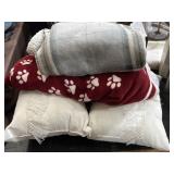 Fleece dog blankets and pair of throw pillows