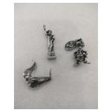 3 silver charms statue Liberty Donald duck  and