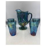 Indiana Glass pitcher and 4 glasses grape pattern