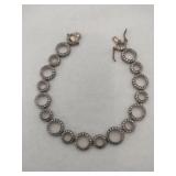 Silver circle clear Stone gold tone bracelet