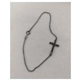 Silver black stone cross bracelet Marked 925