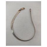 Silver gold tone herringbone bracelet marked 925.