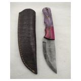 Damascus style hunting knife 4' blade w/stealth