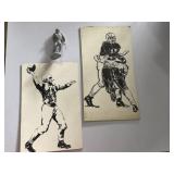 6' football molded figure and pair of vintage