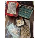 Fashion jewelry, vintage cases w/ contents and