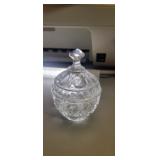 a vintage cut crystal lidded trinket dish or
