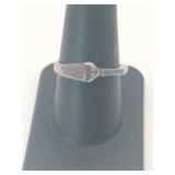 Silver clear Stone ring marked 925 size 8.