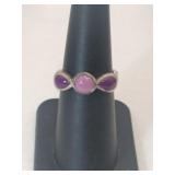 silver pink / purple ring marked 925 size 6