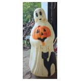 3ft ghost blow mold with pumpkin and black cat by