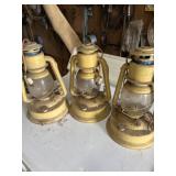 3 Dietz No.1 little wizard lanterns modified to
